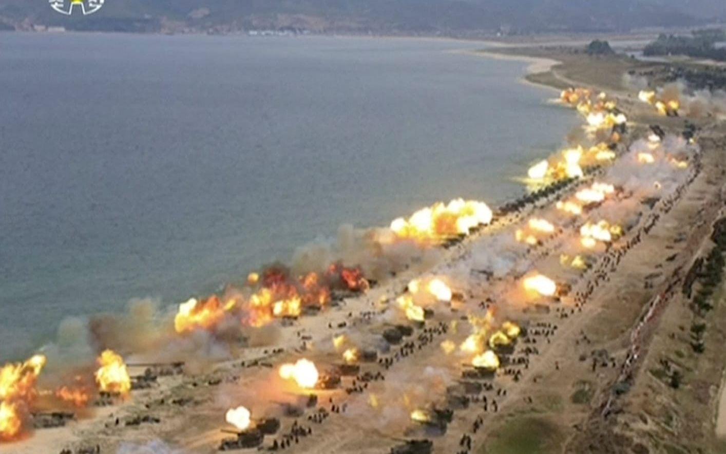 Mellan 300 och 400 artilleripjäser tros ha deltagit i den nordkoreanska övningen. BILD: TT