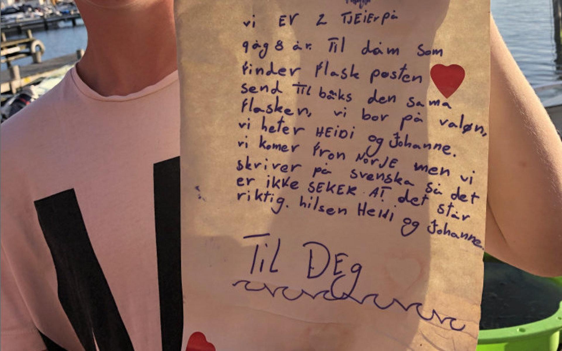 Brevet var skrivit av två norska tjejer från Valön som vid tillfället var 8 och 9 år gamla.