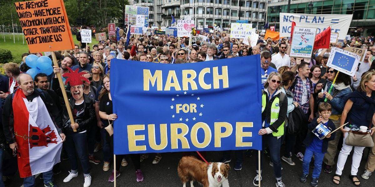 Vill inte lämna. Motståndare till Brexit demonstrerade i London under helgen.