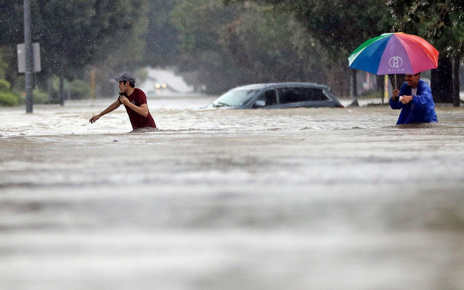 Houston är översvämmat och stadens invånare kämpar för att sätta sig i säkerhet.FOTO: David J. Phillip/AP
