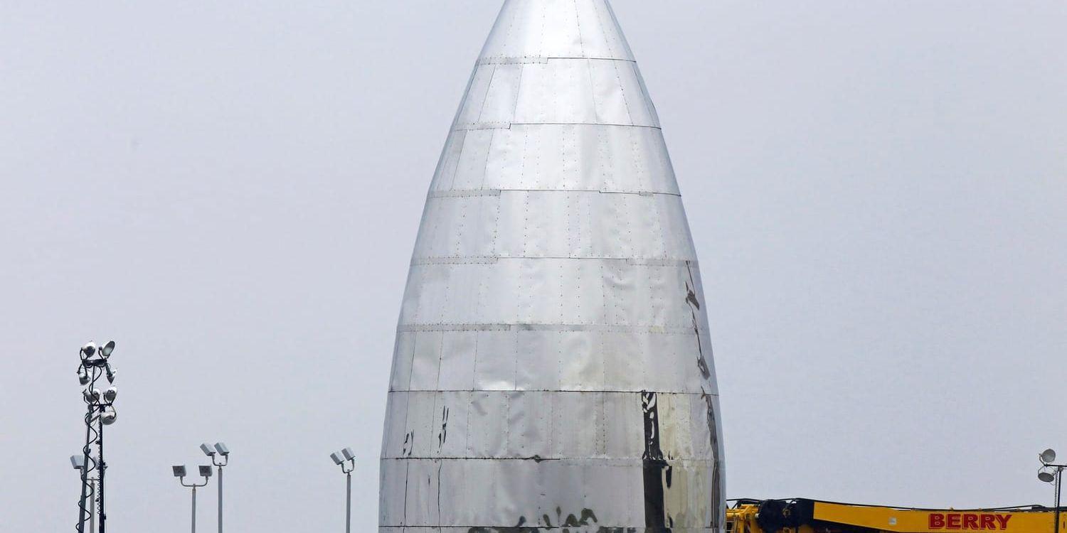 Space X-prototypen som ska utvecklas till Starship fotograferad i Texas häromdagen.