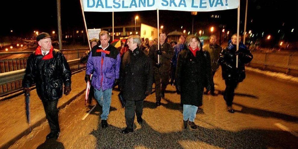 Manifestation. Kampen för Dalslands framtid har pågått länge. Bilden från demonstration 1999.