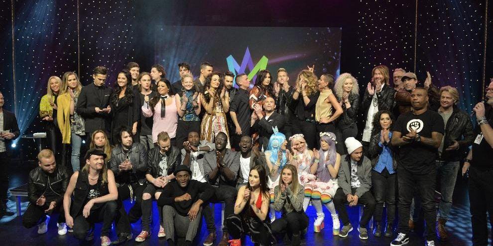 Uppställning. Här har alla artister som kommer att tävla i Melodifestivalen 2016 samlats. Tävlingen drar igång 	i Scandinavium i Göteborg den 6 februari, där tävlar bland andra Samir & Viktor och Ace Wilder.