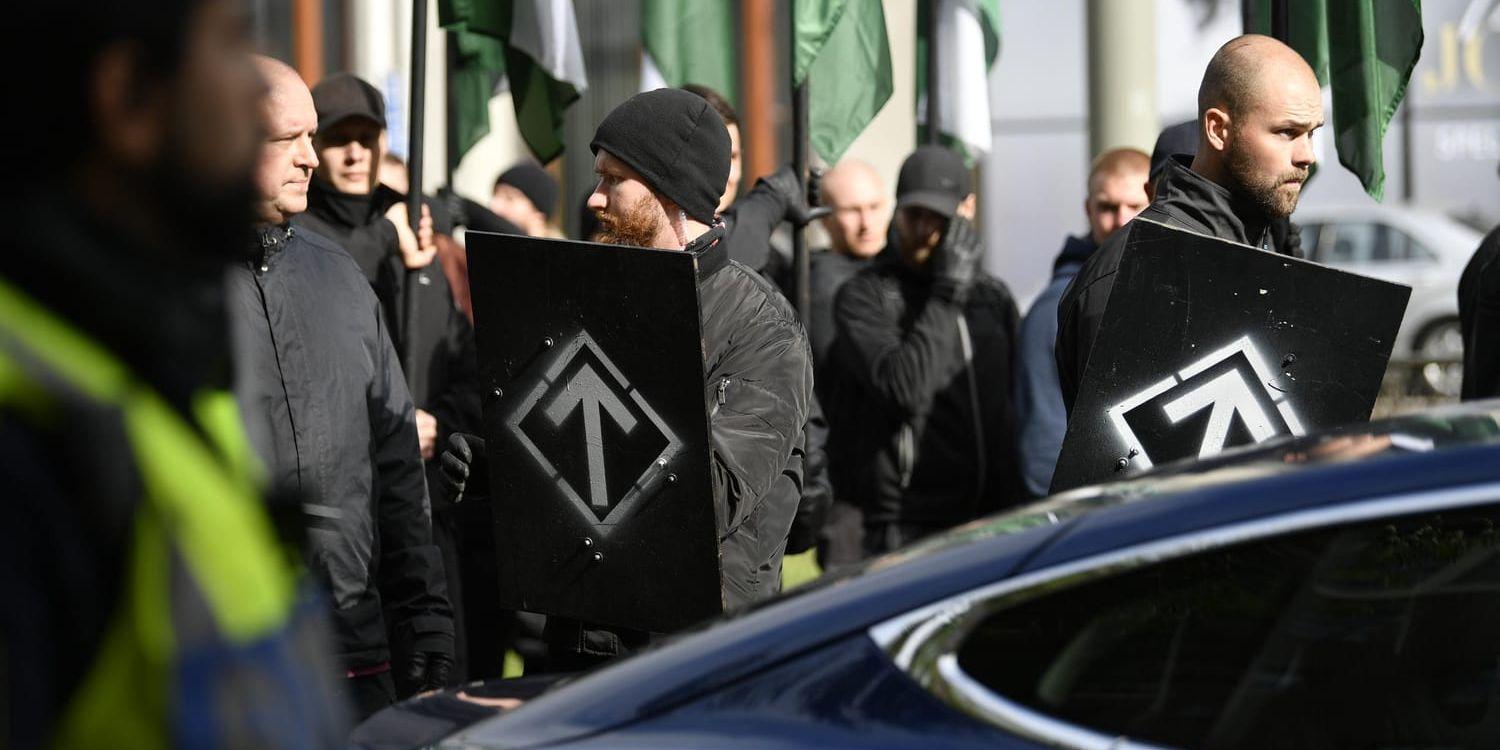 Den nazistiska Nordiska motståndsrörelsen höll nyligen en tillståndslös demonstration i Göteborg. Arkivbild.
