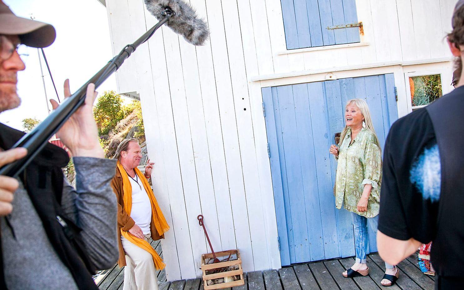 Claes Malmberg och Ulla Skoog under inspelningen av Saltön.