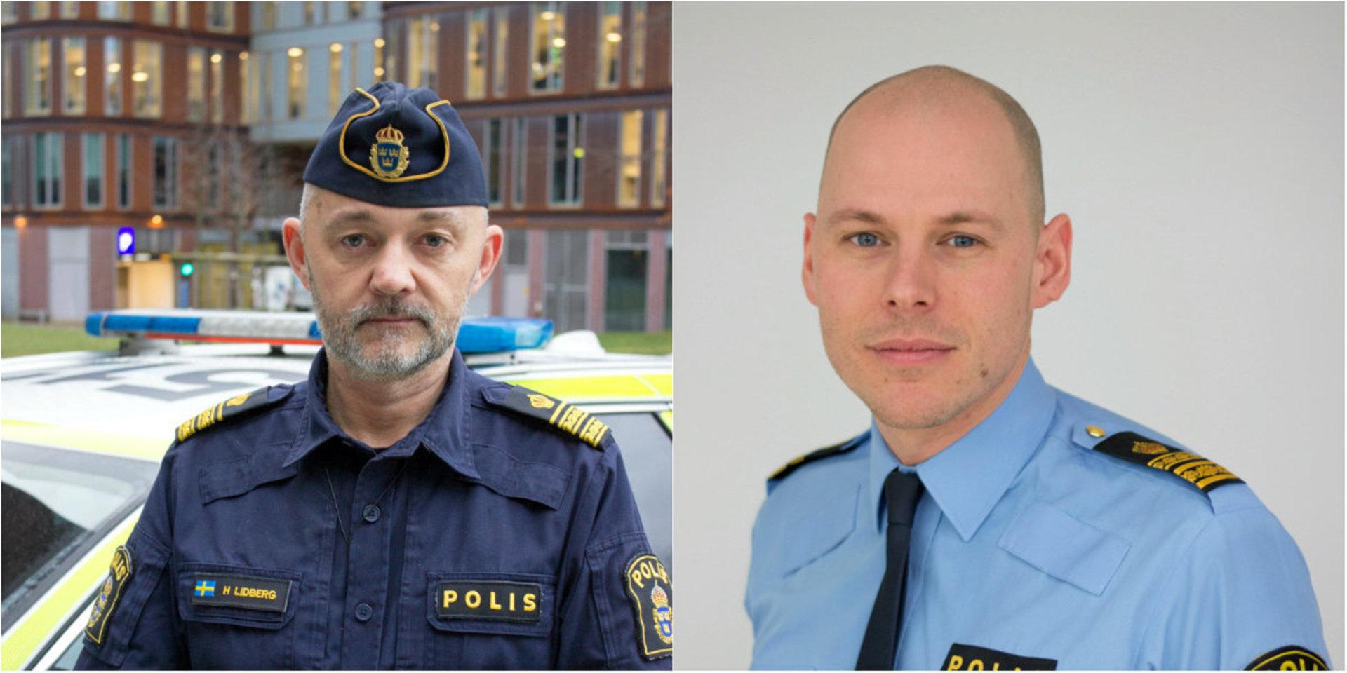 Håkan Lidberg som är chef på Regionledningscentralen och polisområdeschefen i Fyrbodal, Lars Eckerdal,