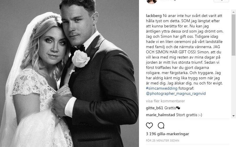 "Jag har aldrig känt mig lika trygg som när jag är med dig. Jag älskar dig, nu och för evigt", skriver Camilla Läckberg på Instagram.Foto: Instagram/Skärmdump.
