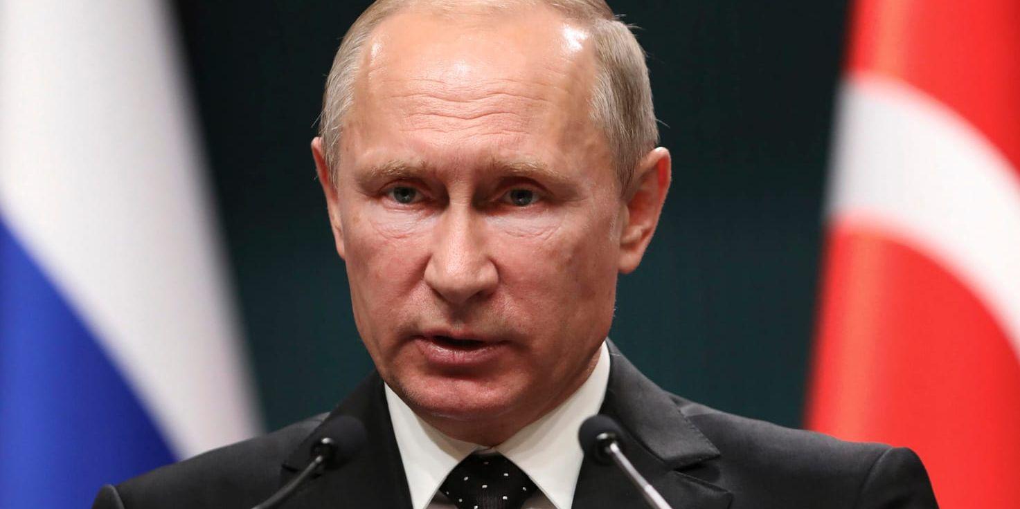 Rysslands president Vladimir Putin vid sitt årliga möte med pressen i Moskva.