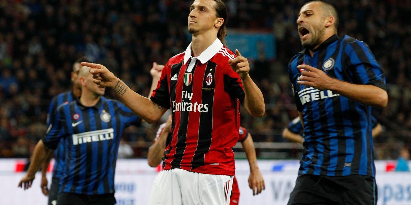 Zlatan Ibrahimovic under tiden som anfallare i Milan. Arkivbild.