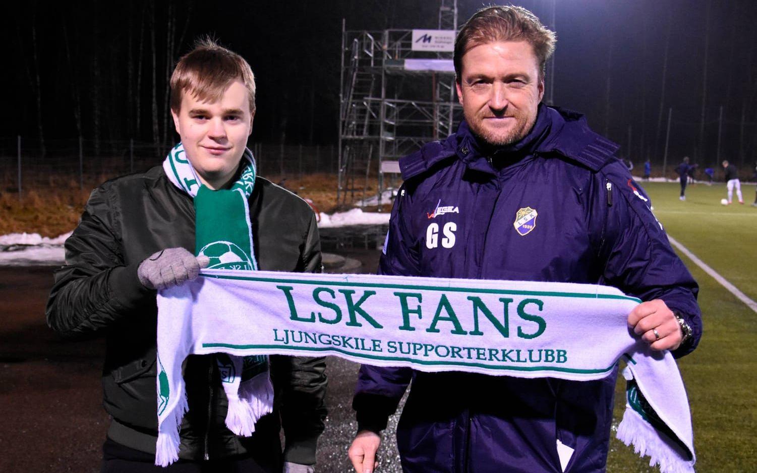 Välkommen. Glenn Ståhl hälsades välkommen till Ljungskile av Elias Olsson i LSK Fans.