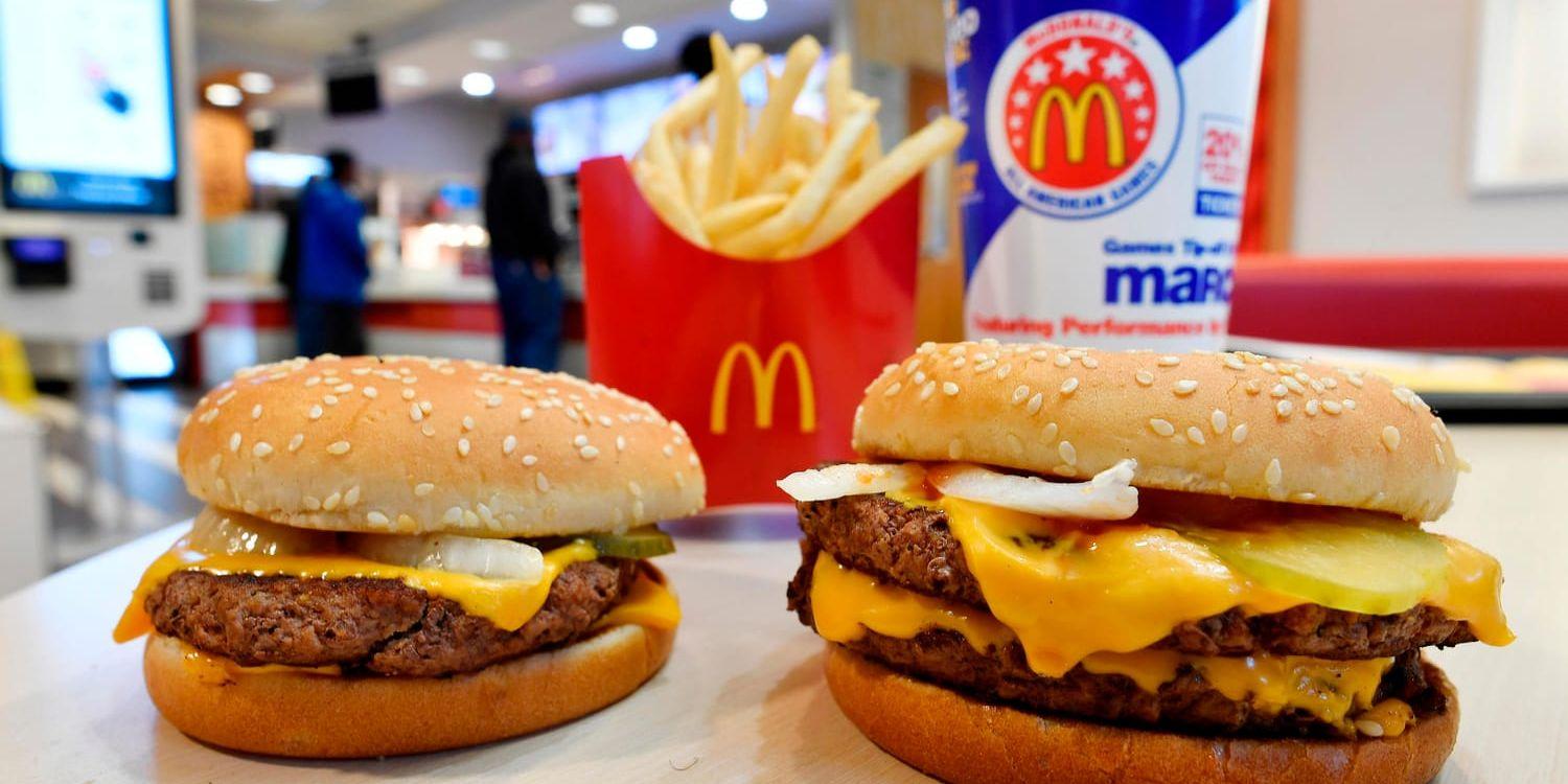 Snabbmatskedjan McDonalds meddelar att man från och med 2020 ska ha reduktionsmål för antibiotika i sina nötköttsprodukter. Arkivbild.