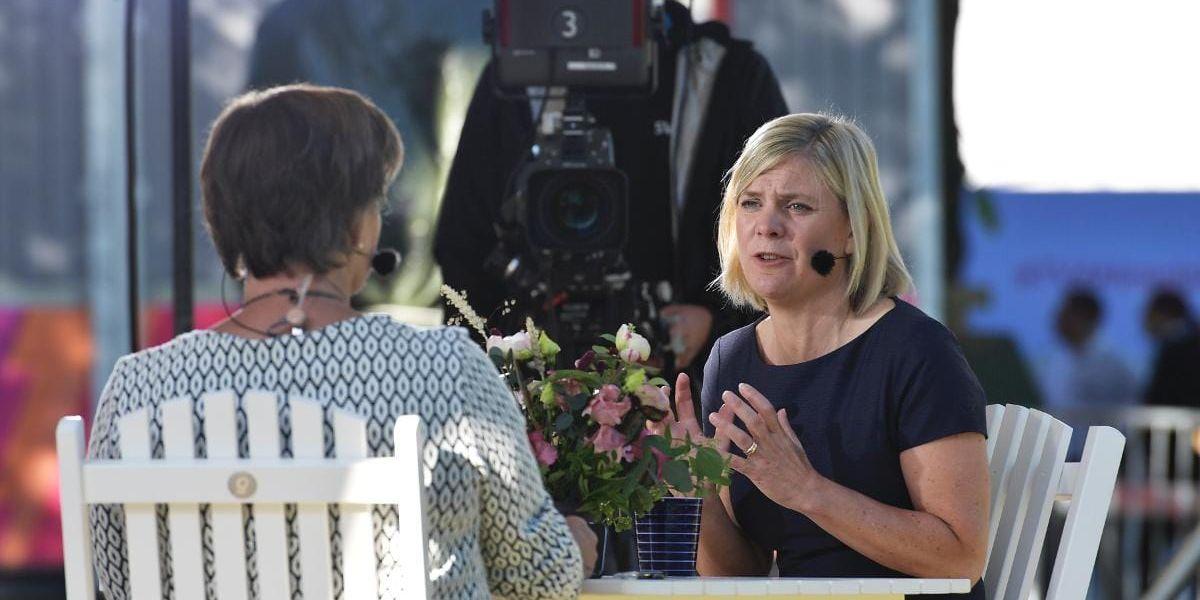 Vinsttak. Magdalena Andersson (S) dementerar ryktena om att man backar i frågan under en SVT-intervju i Almedalen, men sannolikt knakar samarbetet med V.