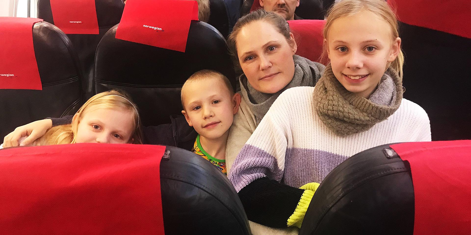 Johanna Wallin med barnen Nora, Stina och Axel från Göteborg.
