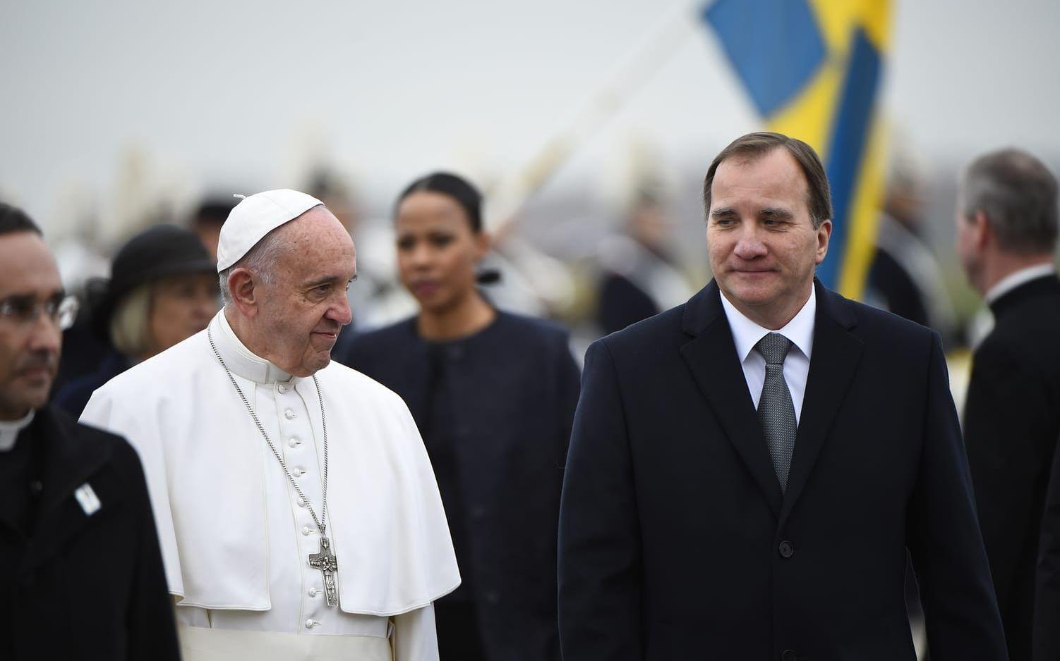 Påve Franciskus och statsminister Stefan Löfven. Bild: Emil Langvad