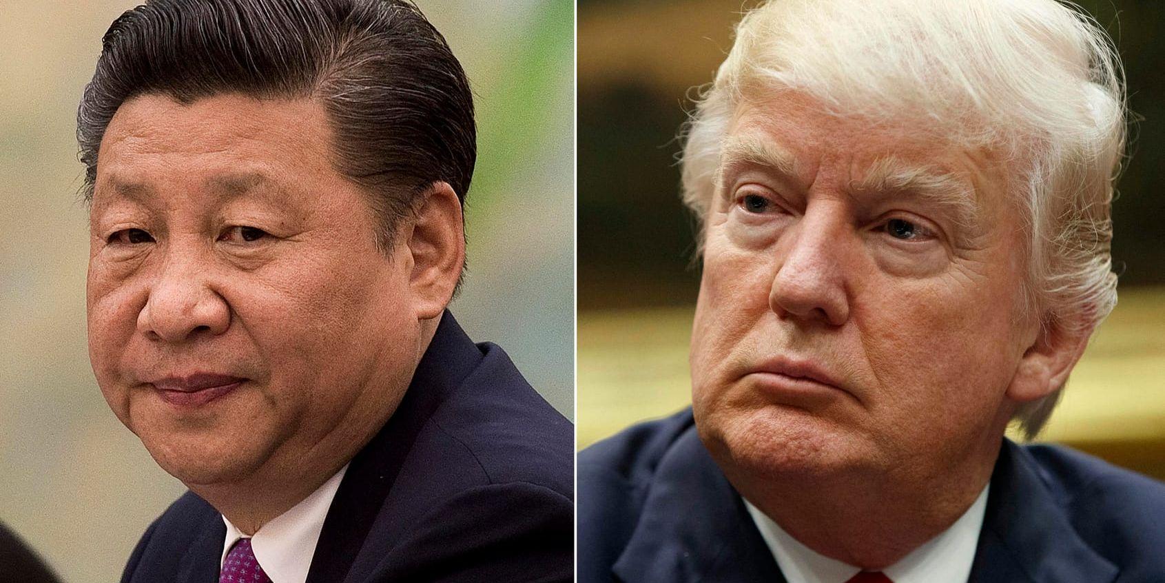 Kinas president Xi Jinping och USA:s president Donald Trump. Montage/Arkivbild.