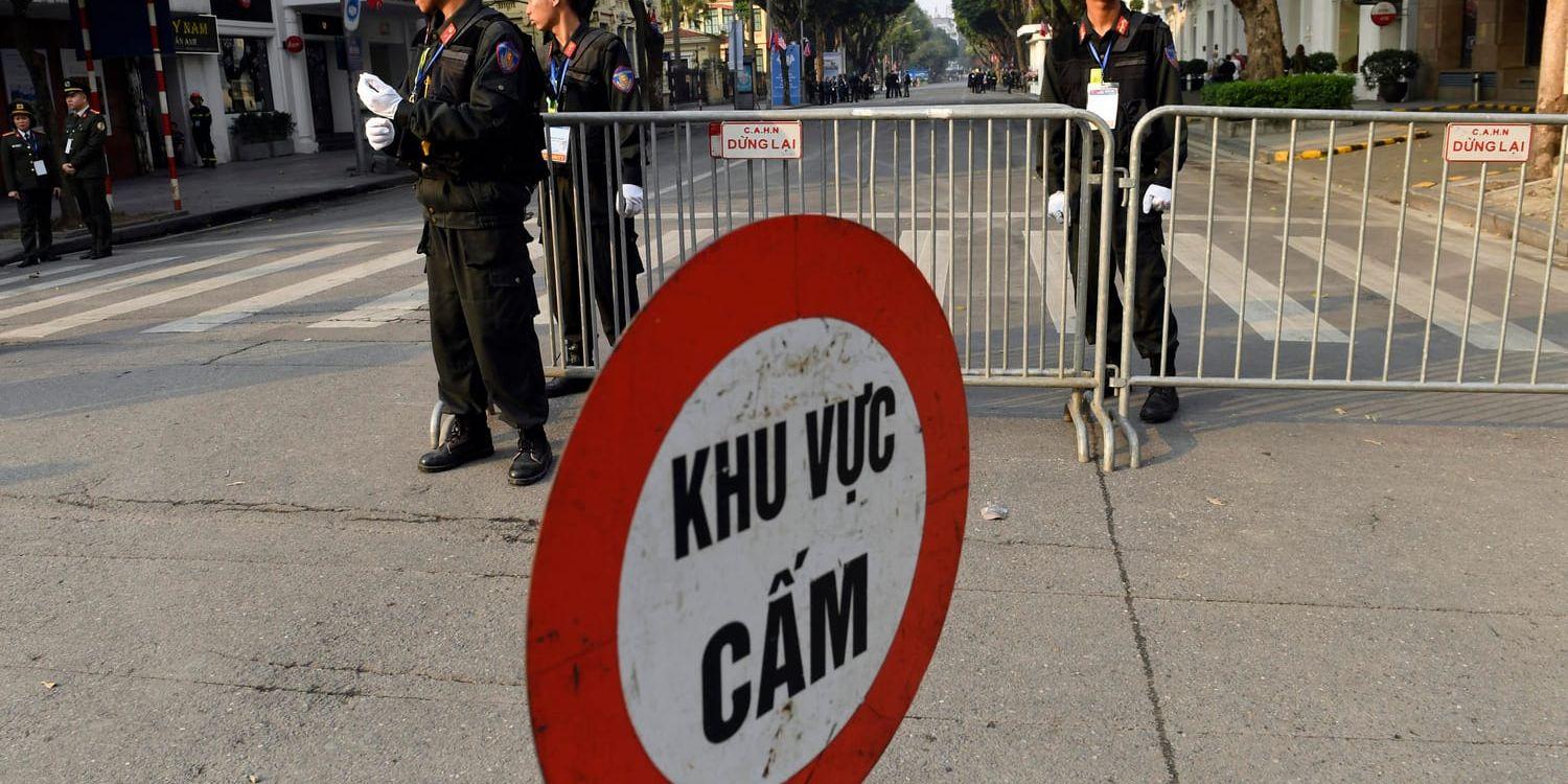 Säkerhetspådraget är stort i Hanoi, där USA:s president Donald Trump och Kim Jong-Un möts under två dagar.