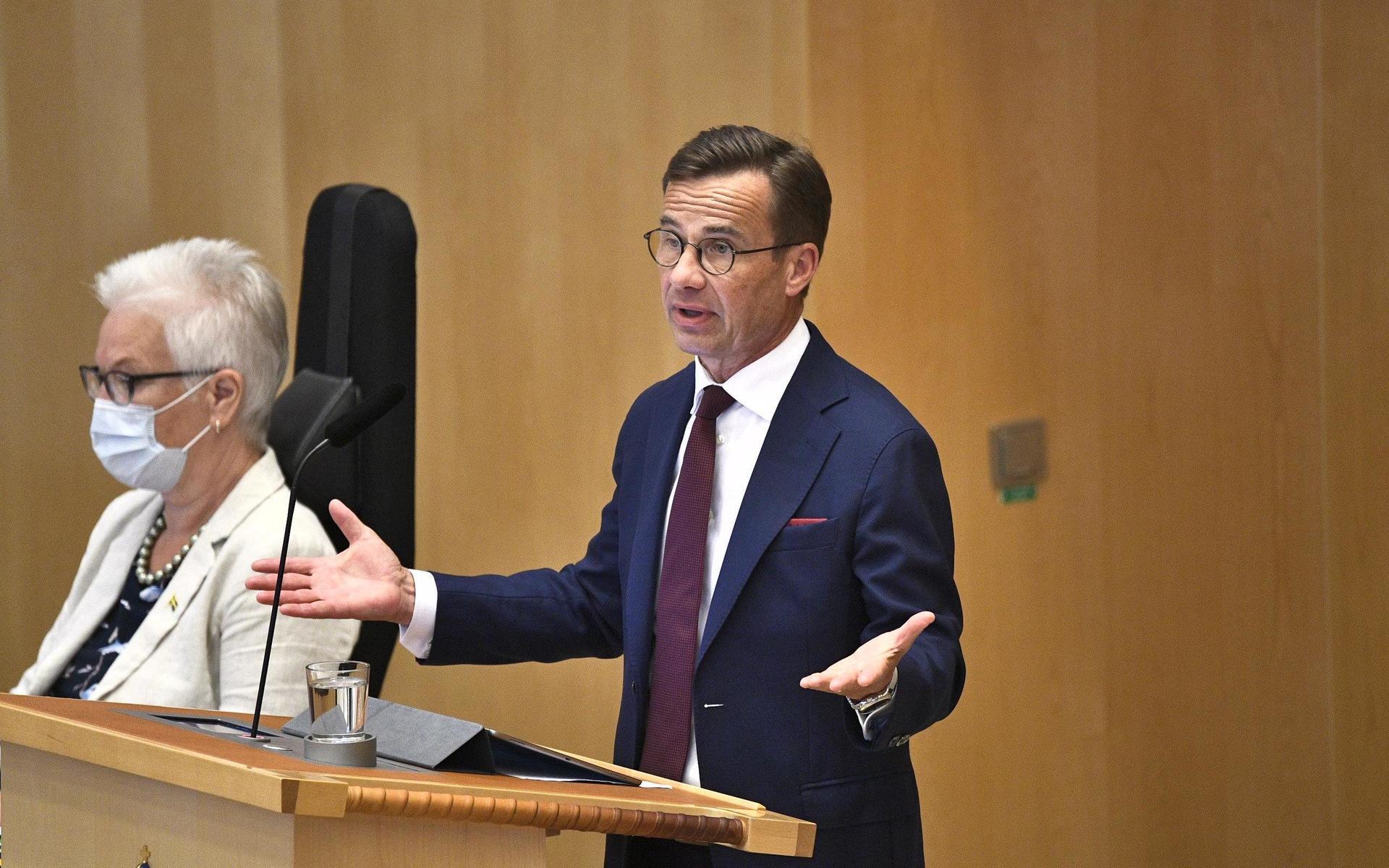 STOCKHOLM 20210621
Moderaternas partiledare Ulf Kristersson (M) i riksdagen inför omröstningen av ett förslag om misstroendeförklaring.
