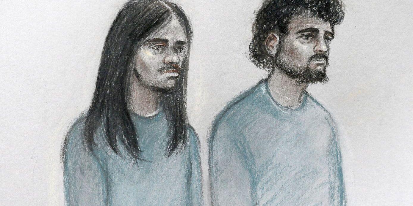 Den åtalade 20-åringen (till vänster) och 21-åringen i rätten i London vid ett tidigare tillfälle.