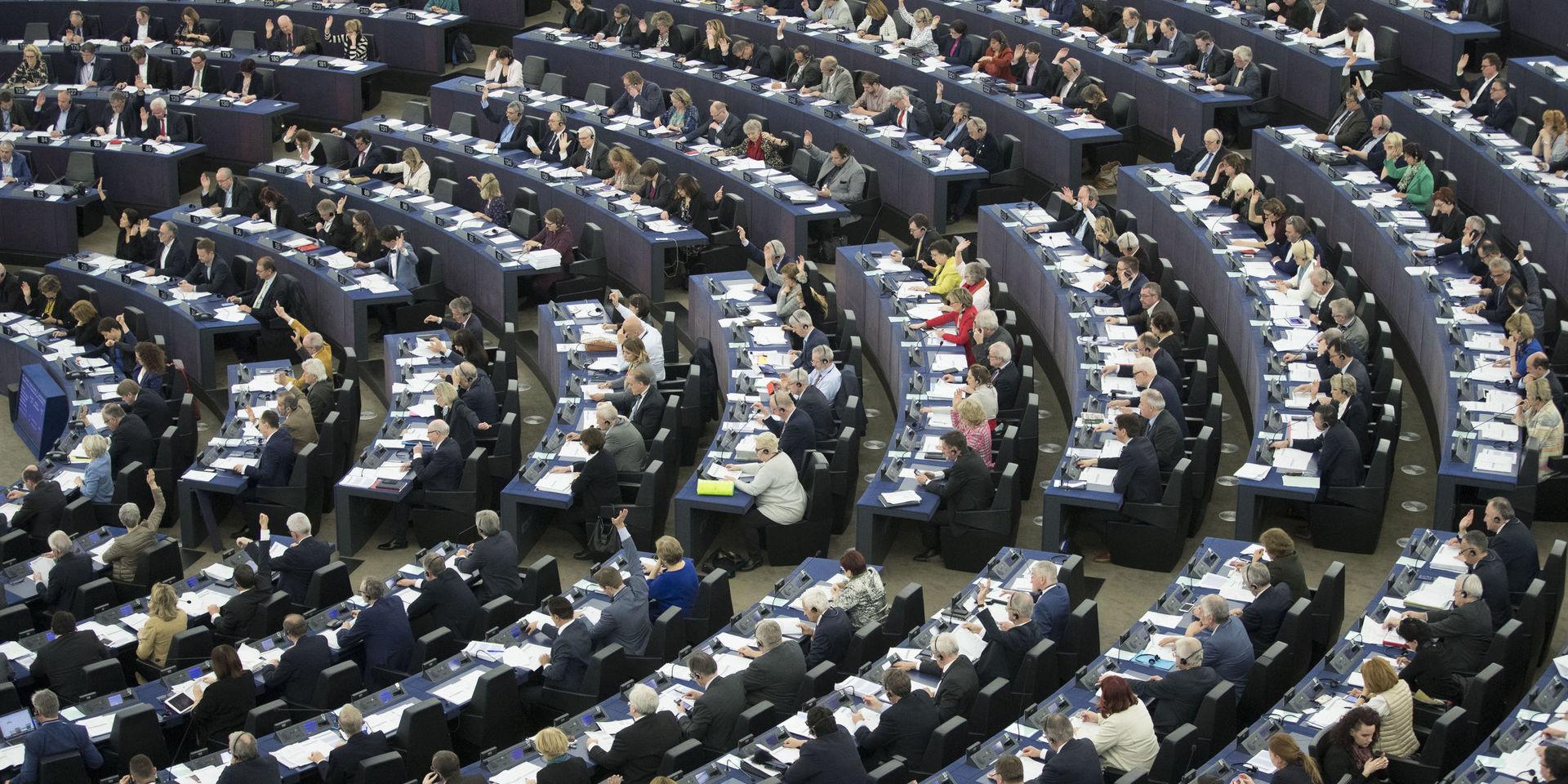 A view of the European Parliament during a plenary session in Strasbourg, eastern France, Wednesday March 27, 2019. The Parliament discusses the conclusions of the 21-22 March EU summit, including Brexit, with European Council President Donald Tusk and Commission President Jean-Claude Juncker. (AP Photo/Jean-Francois Badias)
