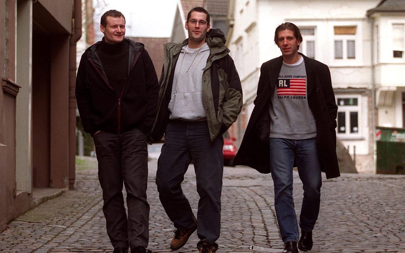 Tre svenskar i Gummersbach 2000. Umberto Brajkovic, Jan Stankiewicz och Tomas Axnér. Bild: Arne Forsell