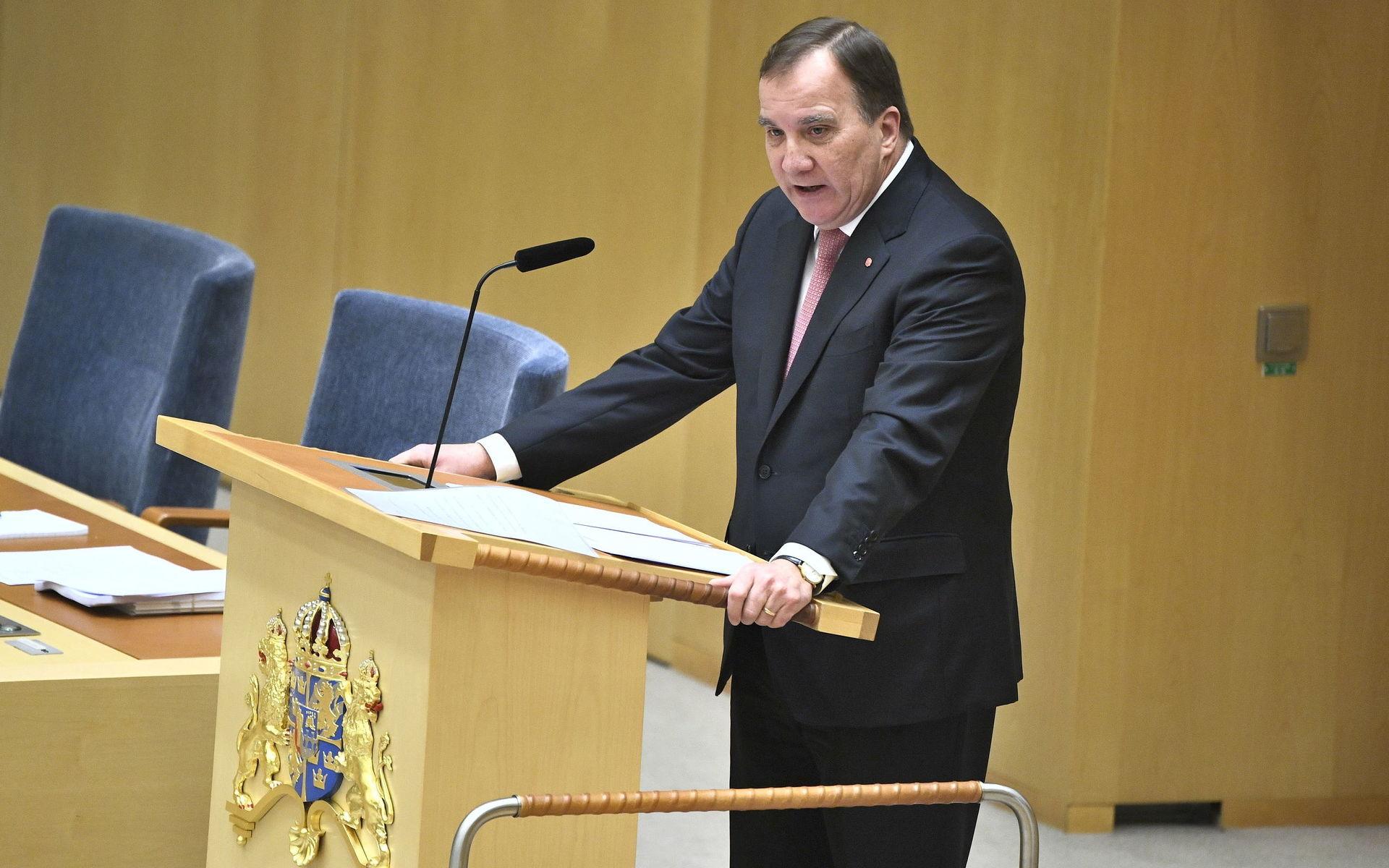 STOCKHOLM 20191113
Statsminister Stefan Löfven (S) under den EU-politiska partiledardebatten i riksdagshuset.
Foto: Claudio Bresciani / TT kod 10090