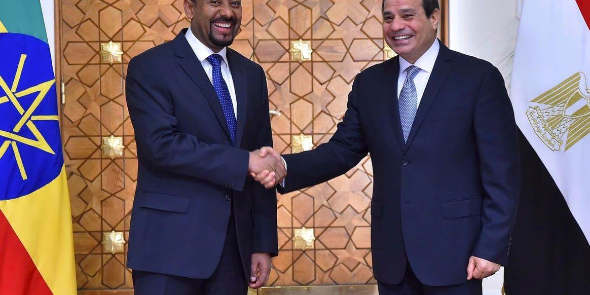 Etiopiens premiärminister Abiy Ahmed och Egyptens president Abd al-Fattah al-Sisi. Arkivbild.