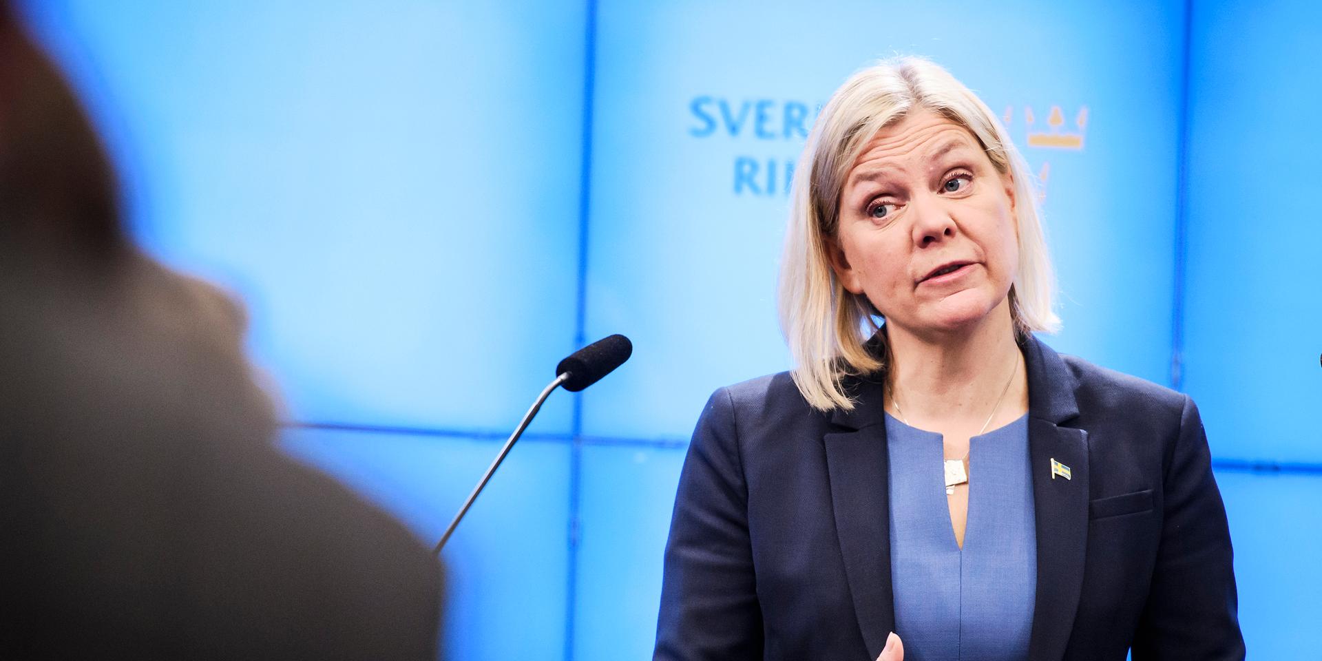 Statsminister Magdalena Andersson (S) efter onsdagens statsministeromröstning i riksdagen.