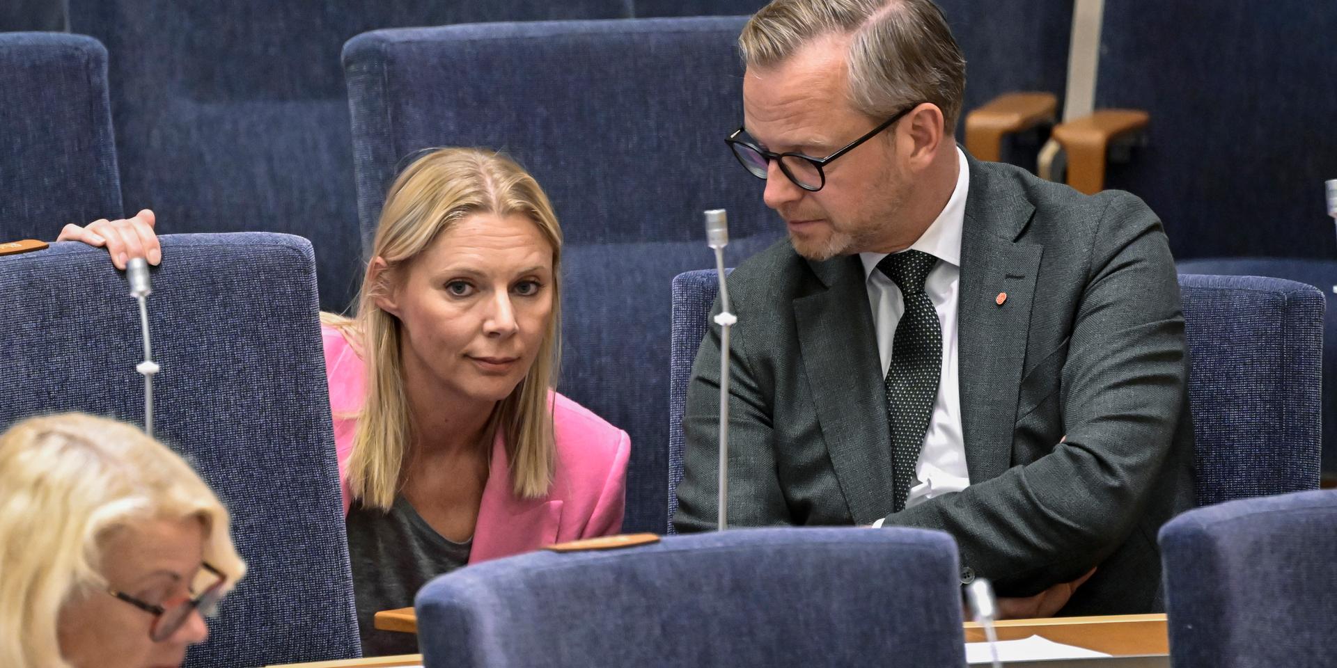 Vann. Socialdemokraternas gruppledare respektive finansminister, Åsa Westlund och Mikael Damberg, under onsdagens budgetomröstning i riksdagen.