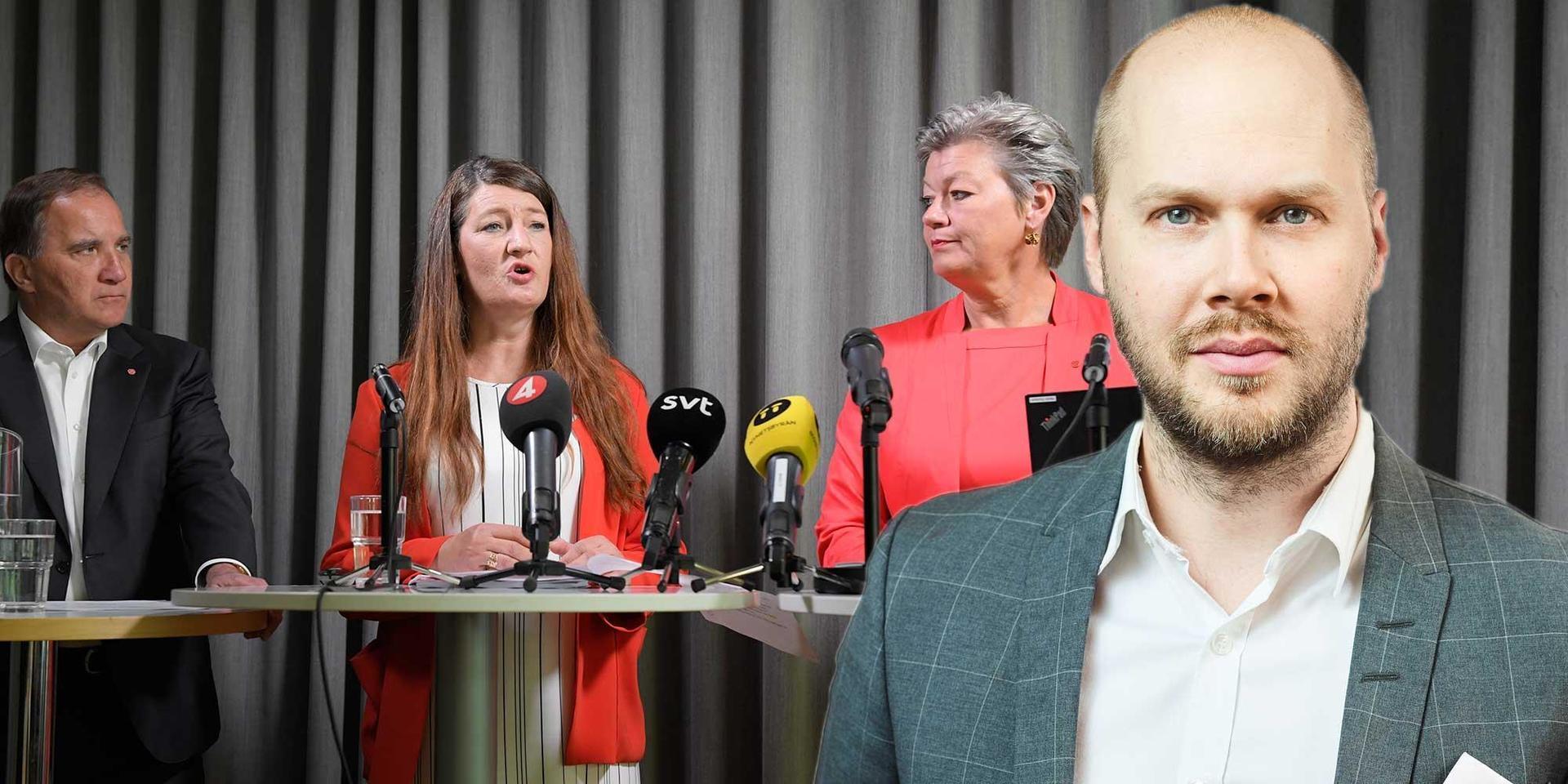 Trängda. Statsminister Stefan Löfven (S) tillsammans med LO-ordföranden Susanna Gideonsson och tidigare ministern Ylva Johansson (S), vill inte förändra LAS.