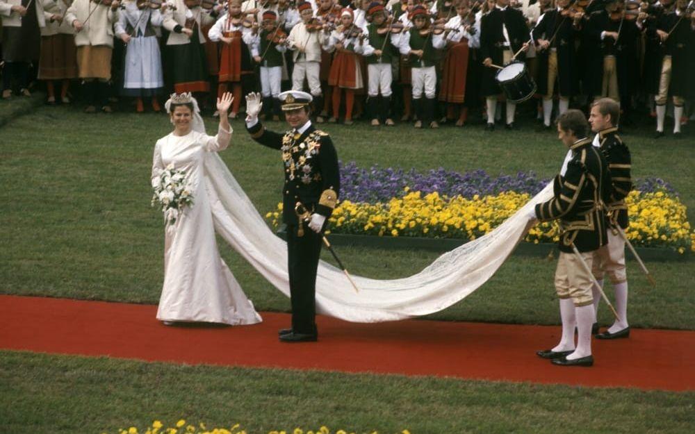 Kung Carl XVI Gustaf gifte sig med Silvia Sommerlath den 19 juni 1976. Foto: TT 