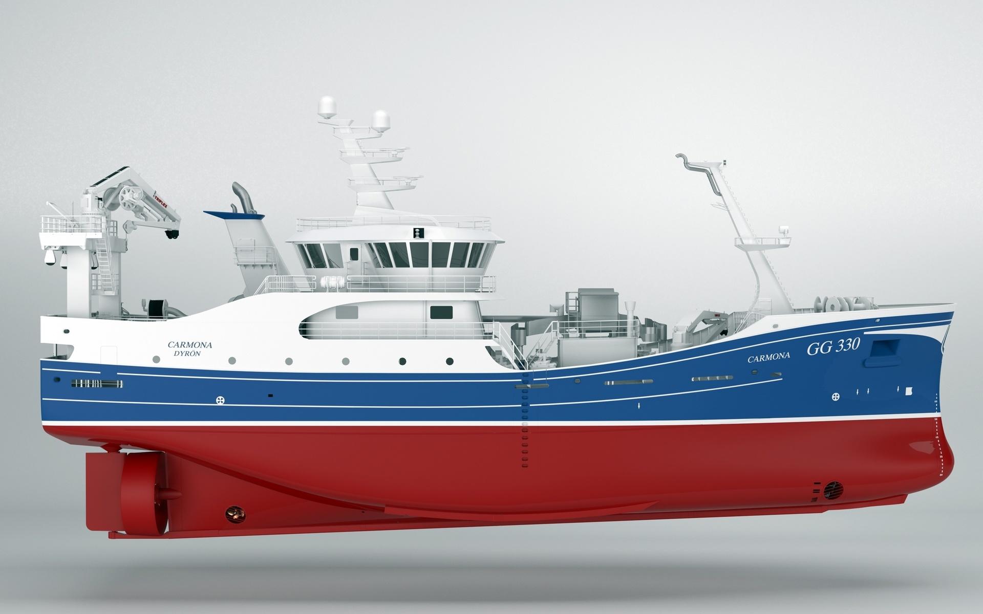 En 3D-animation gjord av Klaidpeda WBS (Western Baltija Shipbuilding) över hur det nya fartyget kommer att se ut när det är helt färdigbyggt.