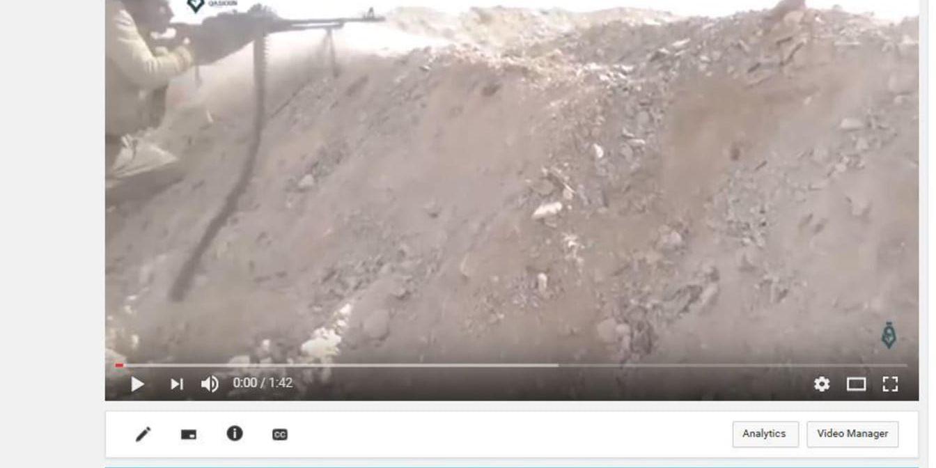 En skärmdump som visar att innehållet i detta videoklipp från Syrien anses strida mot Youtubes riktlinjer.