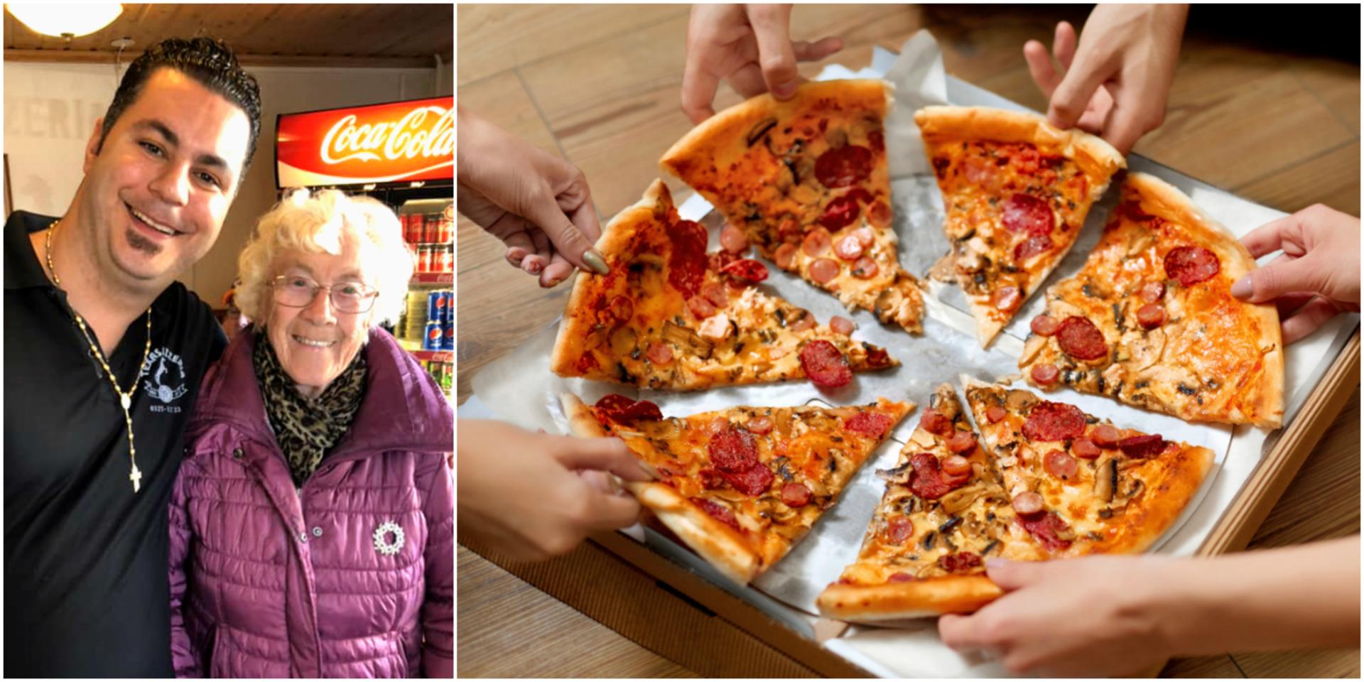 Både pizzeriaägaren Nicolas Namroud och Maj-Britt Johansson var glada efter pizzerians pensionärslunch.