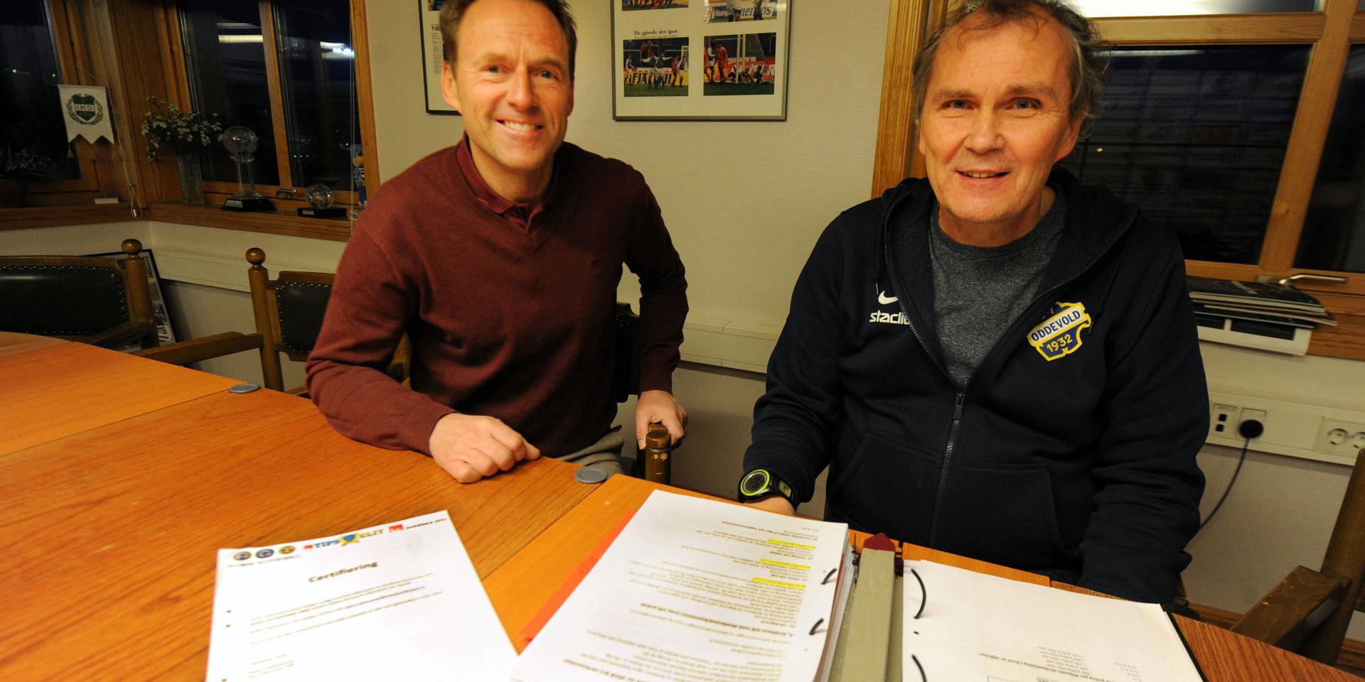 Oddevolds Johan Brinck och Leif Lindvärn har jobbat med kontakterna med Svensk elitfotboll under ungdomsakademins certifiering.