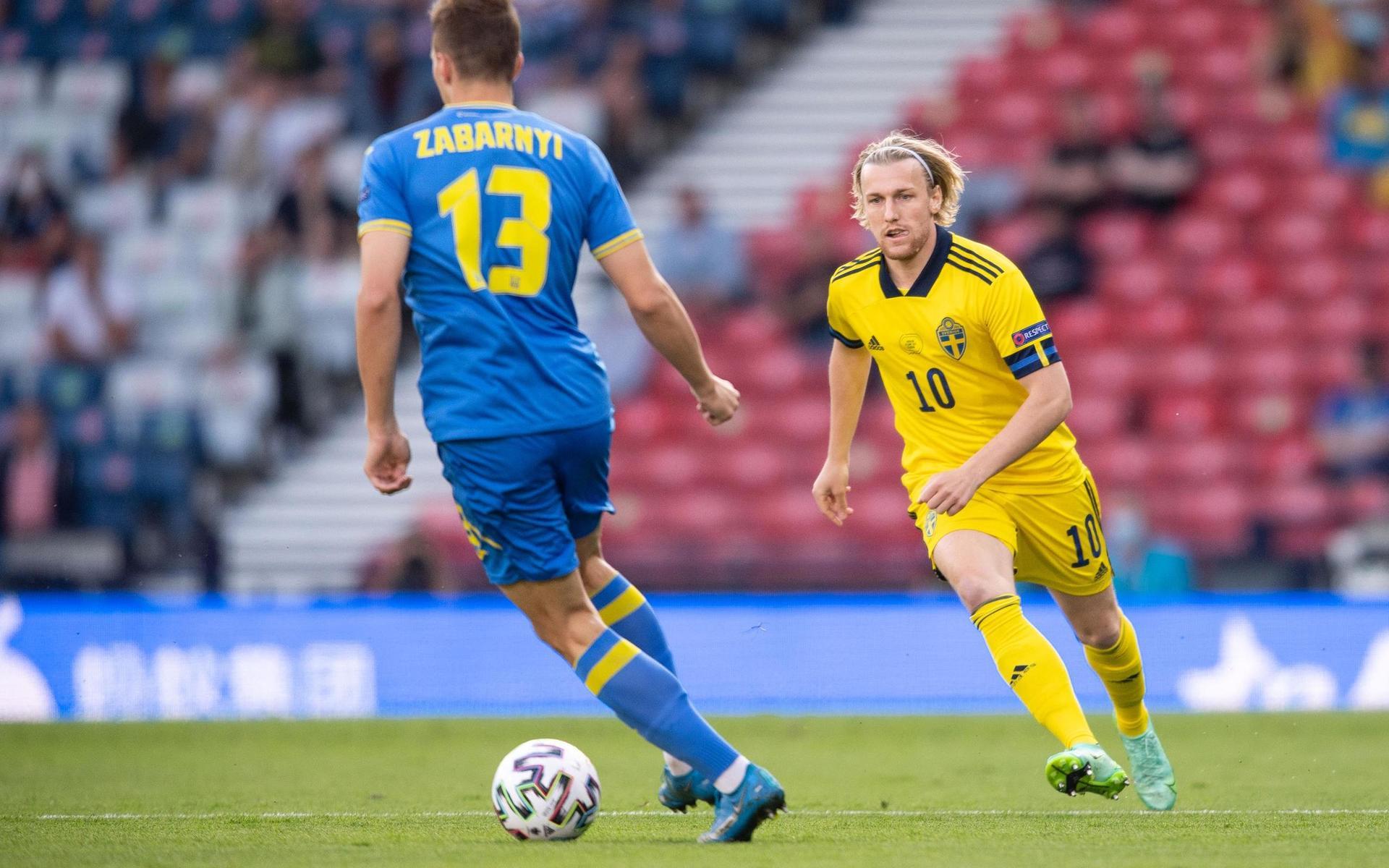 Emil Forsberg of Sweden during the UEFA Euro 2020 Football Championship round of 16 match between Sweden and Ukraina on June 29, 2021 in Glasgow. 