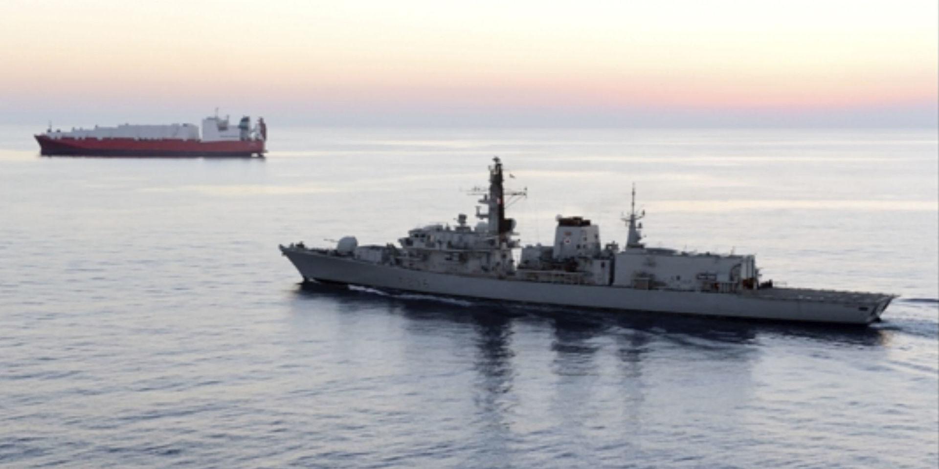 Fartyget HMS Montrose från den brittiska flottan ingrep för att förhindra beslagtagandet av oljetankern, enligt den brittiska regeringen. Arkivbild på fartyget från 2014.