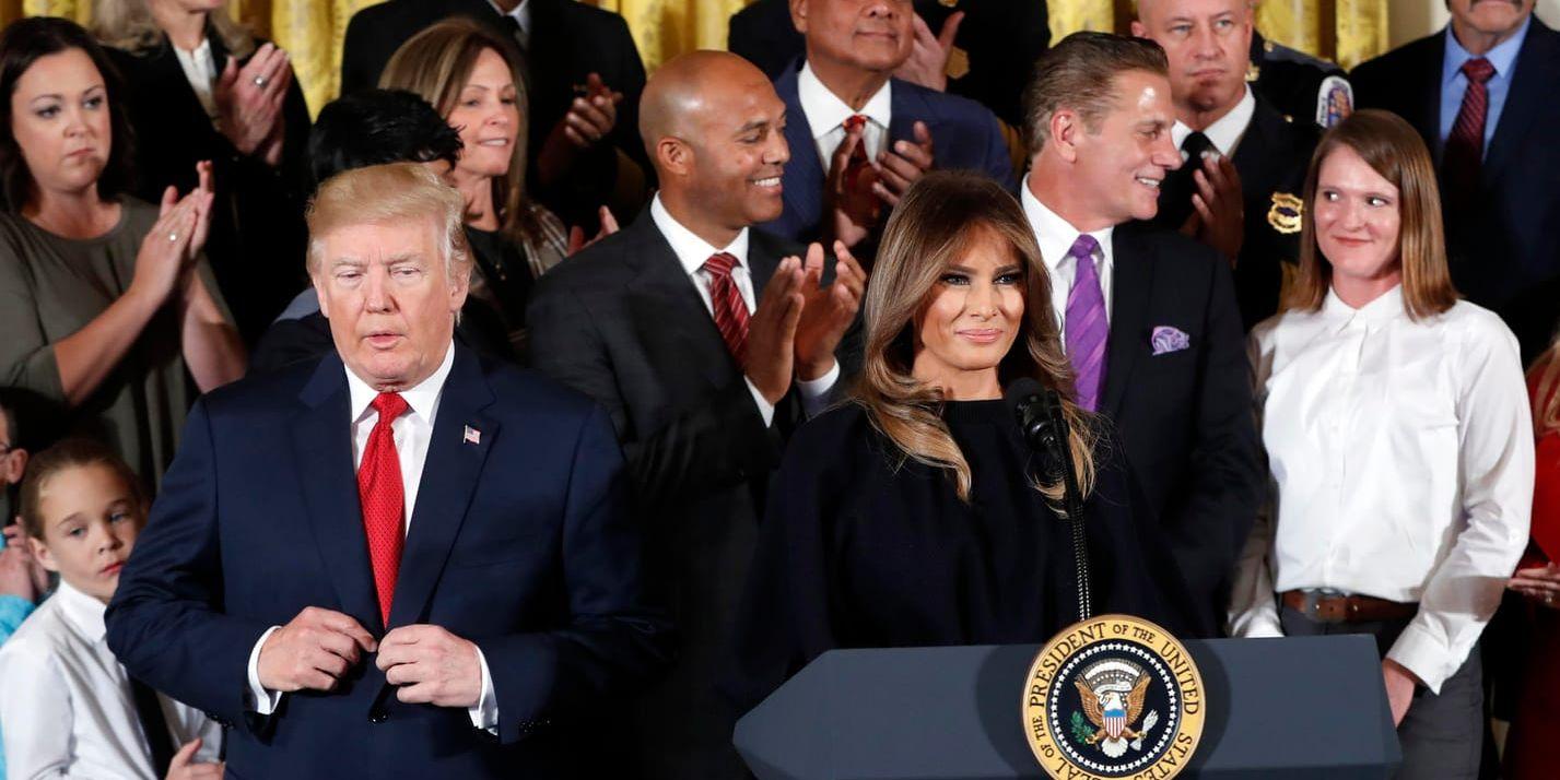 President Donald Trump och hans hustru Melania Trump talade passionerat om kampen mot drogmissbruk under ett möte i Vita huset.