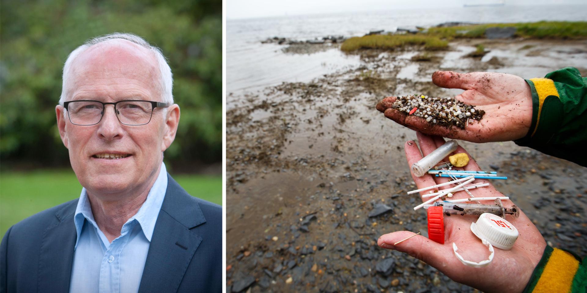 Plast är ett stort problem i hav och på stränder. Den senaste tiden har stora mängder plastpellets spolats i land längs kusten, vilket tas upp i texten av bland andra Torsten Torstensson (C).