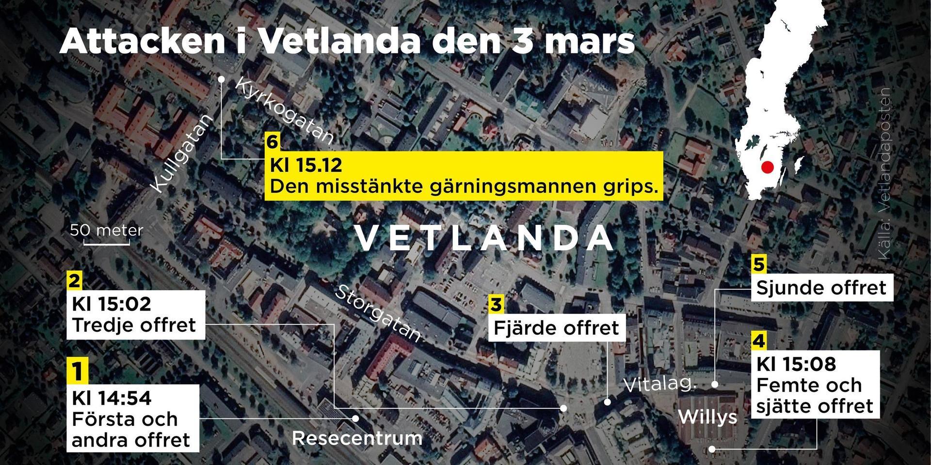 Här inträffade attacken i Vetlanda den 3 mars i år.