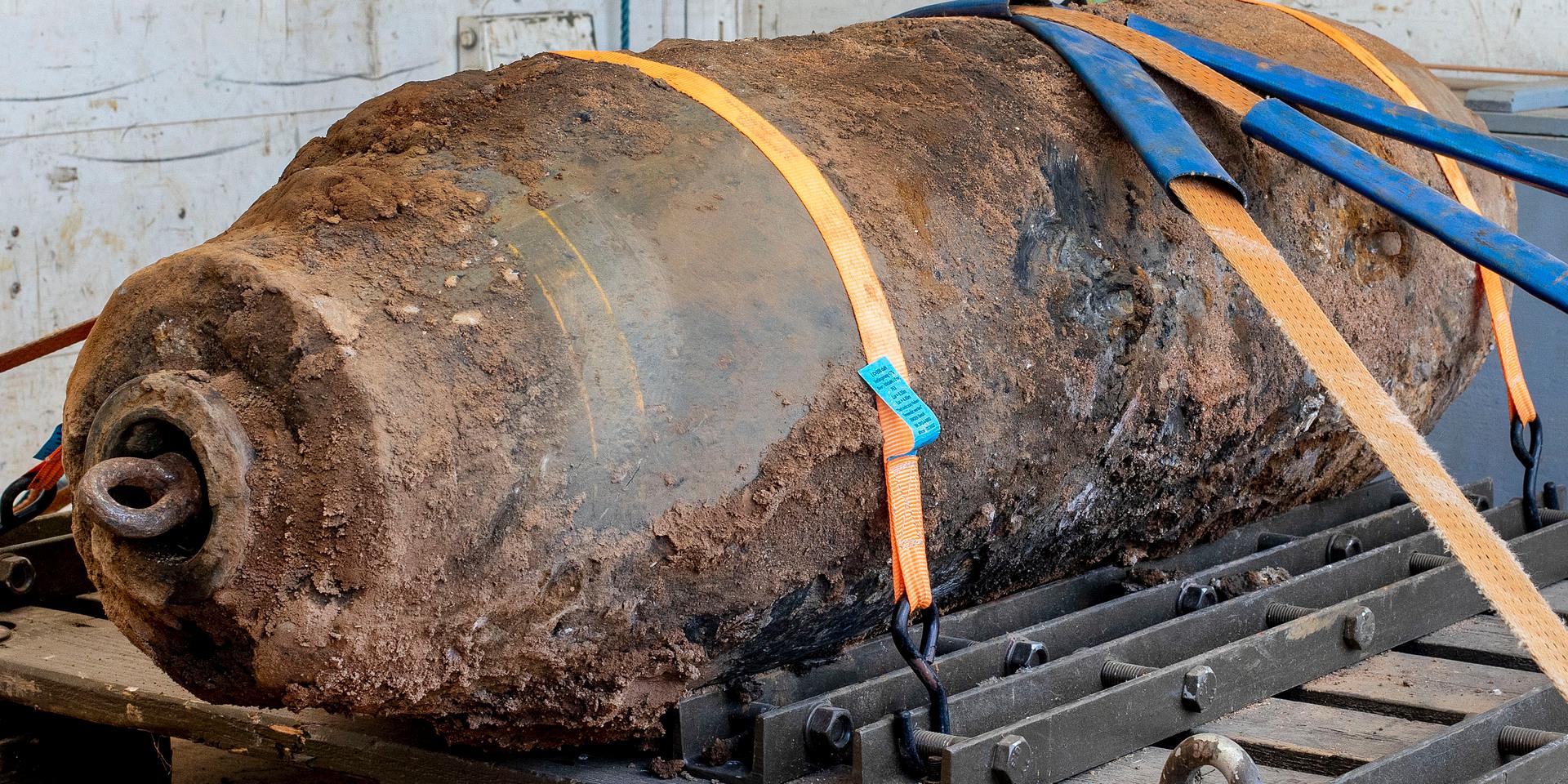 En desarmerad bom, denna hittades vid ett bygge i Frankfurt 2019.
