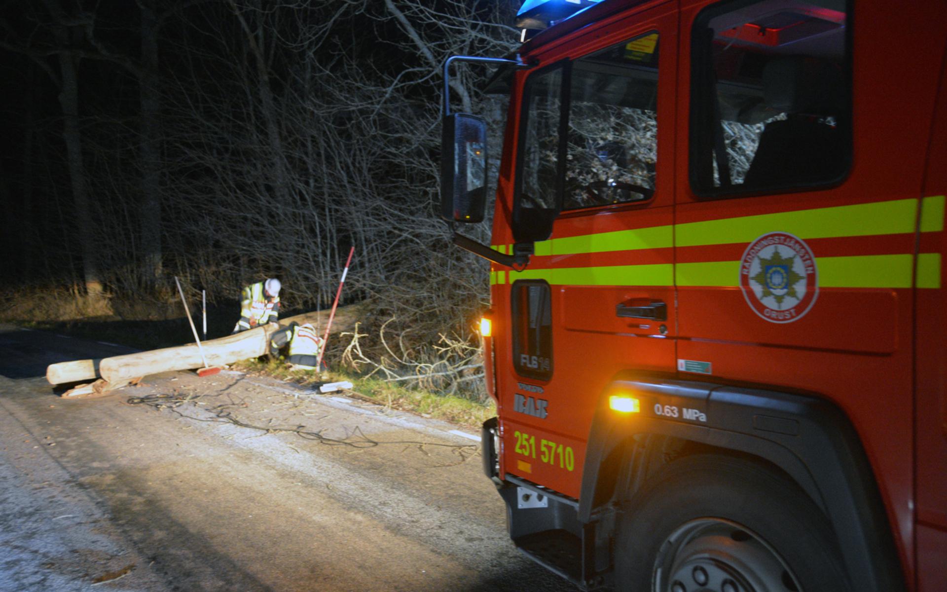 Flera träd har fallit över vägarna på Orust, där Räddningstjänsten varit ute i förebyggande syfte hela natten.