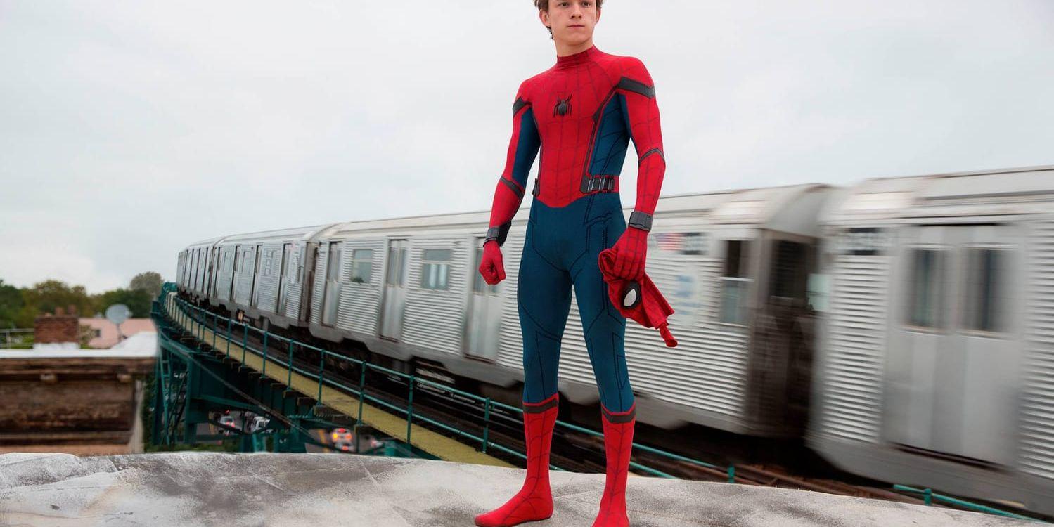 Tom Holland i en scen ur den nya superhjältefilmen "Spider-Man: Homecoming". Pressbild.