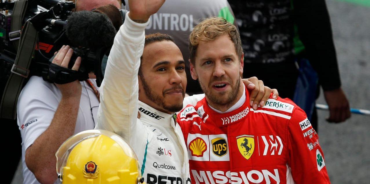 Lewis Hamilton och Sebastian Vettel, två som hoppas kunna ta formel 1-titeln i år. Arkivbild.