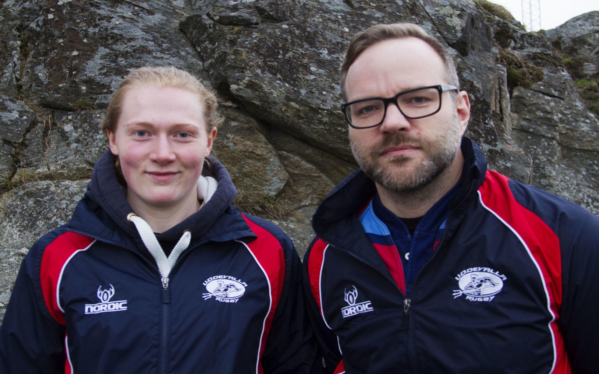 Marielle Andersson och Lars Karlsson söker fler spelare till respektive rugbylag.