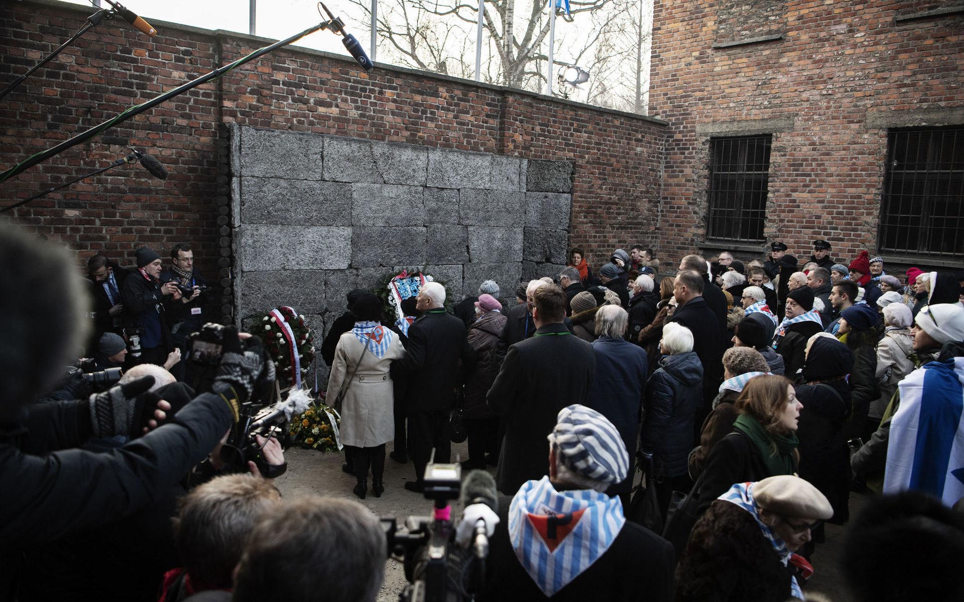 Runt 200 överlevare från hela världen är i Auschwitz på Förintelsens minnesdag.