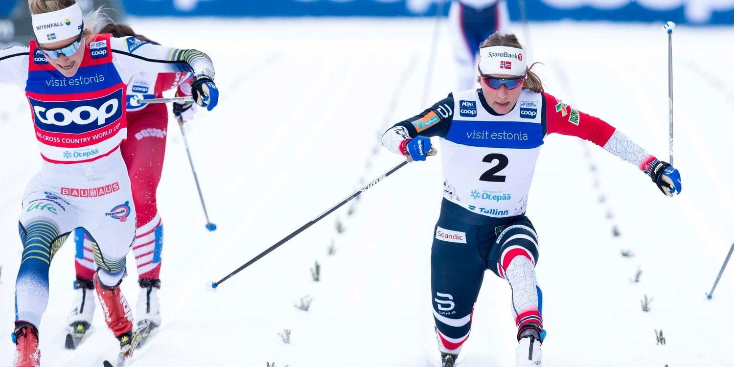 Stina Nilsson skadade sig vid målgången i semifinalen i världscupsprinten i Otepää förra helgen.