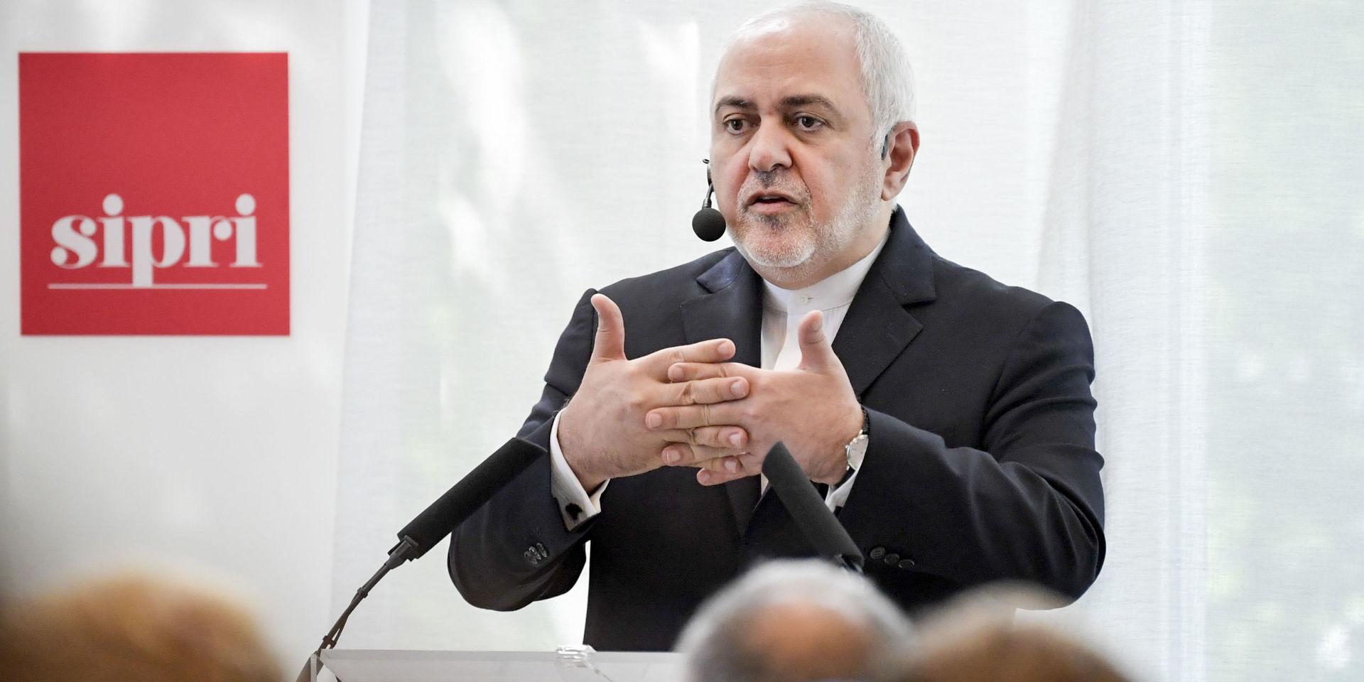 Irans utrikesminister Javad Zarif föreläste på fredsinstitutet Sipri i Stockholm på onsdagen.