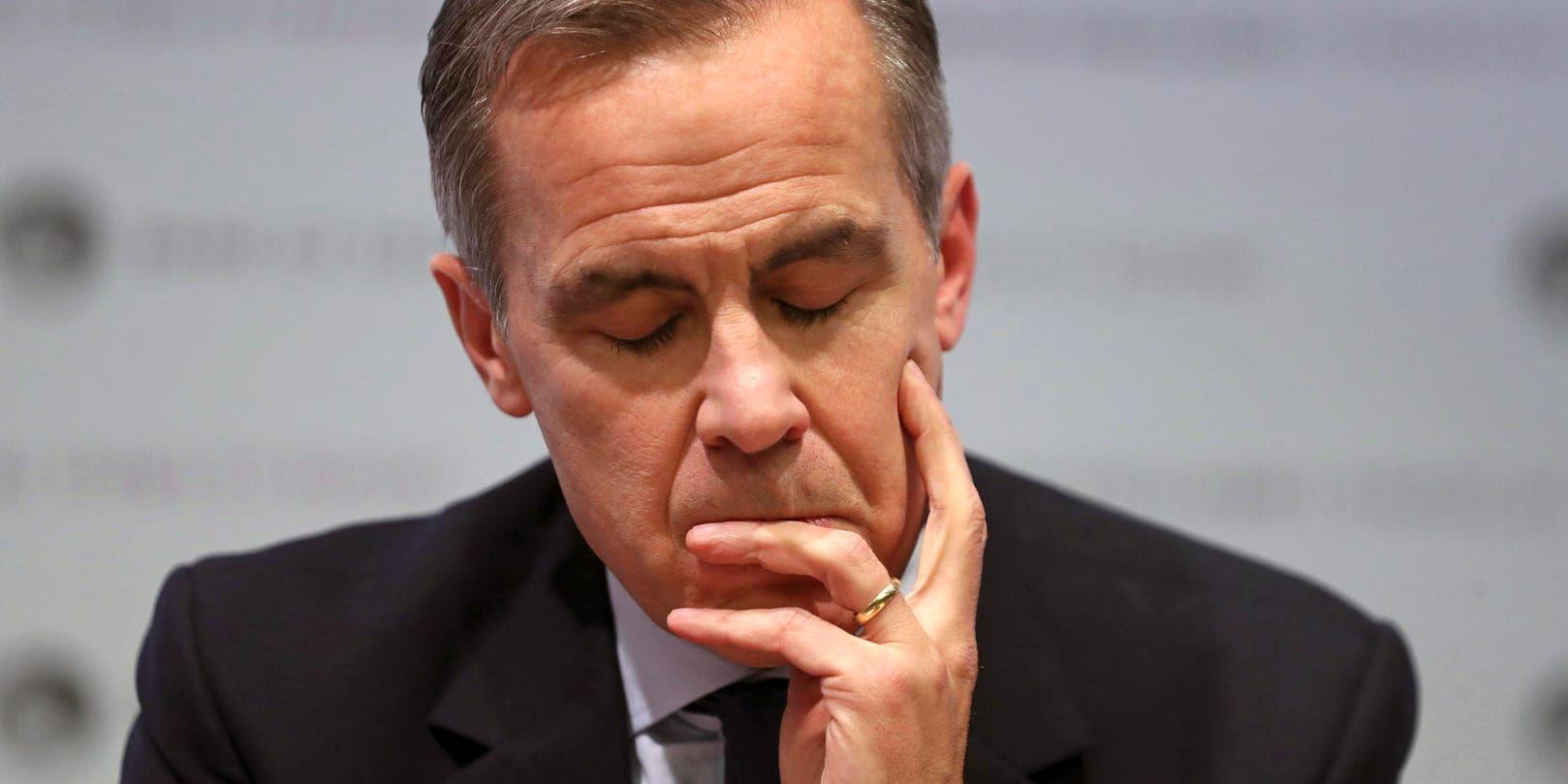 Den brittiska centralbanken Bank of England, med Mark Carney som chef, lämnar styrräntan oförändrad. Arkivbild.