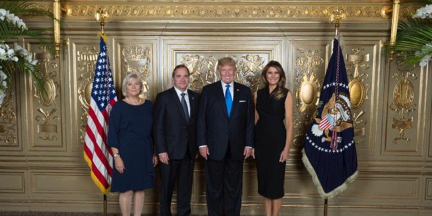 USA:s president Donald Trump och hans hustru Melania Trump tillsammans med statsminister Stefan Löfven och hans fru Ulla Löfven.