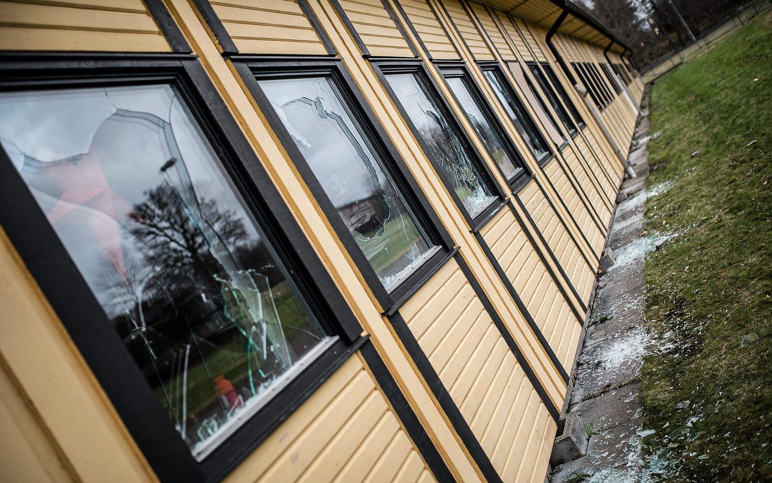 Ett 40-tal fönsterrutor krossades på Sylteskolan under onsdagskvällen. Bild: Andreas Olsson